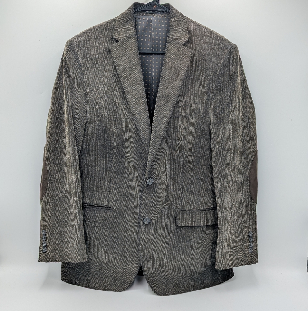 Chaps Men's 40R Corduroy Blazer Jacket Cotton Elbow Patch Dark Brown Bespoke